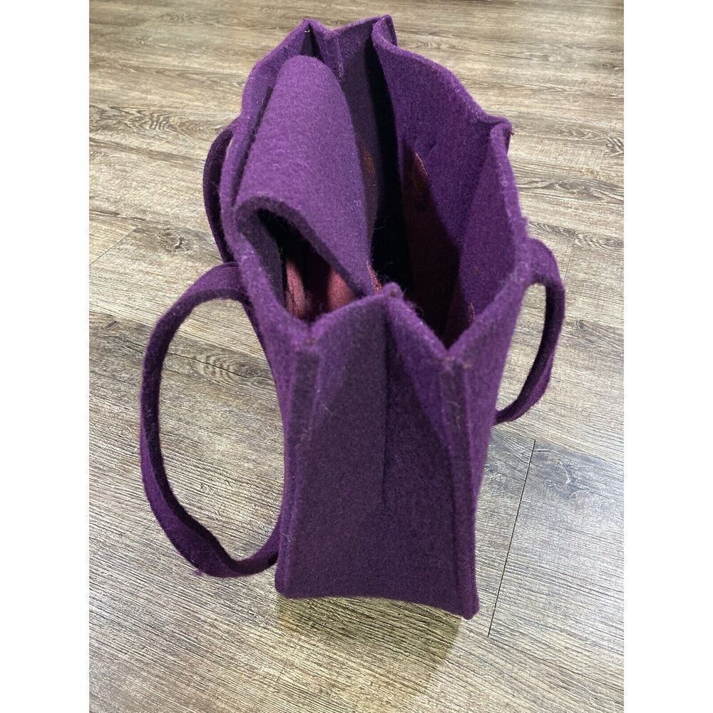 J. Jill Womens Wool Blend Purple Tote Bag Purse Handbag Floral Accent Boho - Picture 7 of 7
